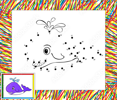 Funny cartoon whale dot tot dot