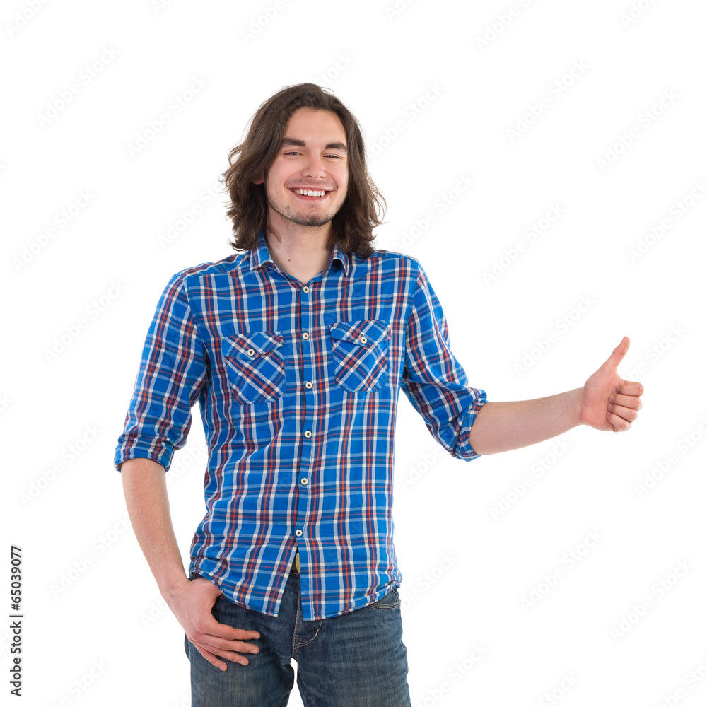 Handsome man showing thumb up Handsome man showing thumb up