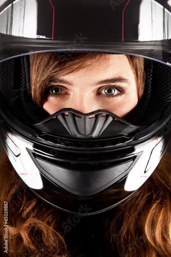 Closeup Portrait beautyful woman with helmet © closeupimages