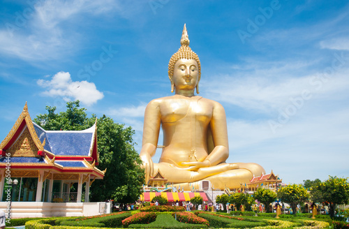 Big golden Buddha at Wat Muang of Ang Thong province Thailand