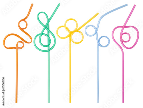 colorful curly drinking straws photo