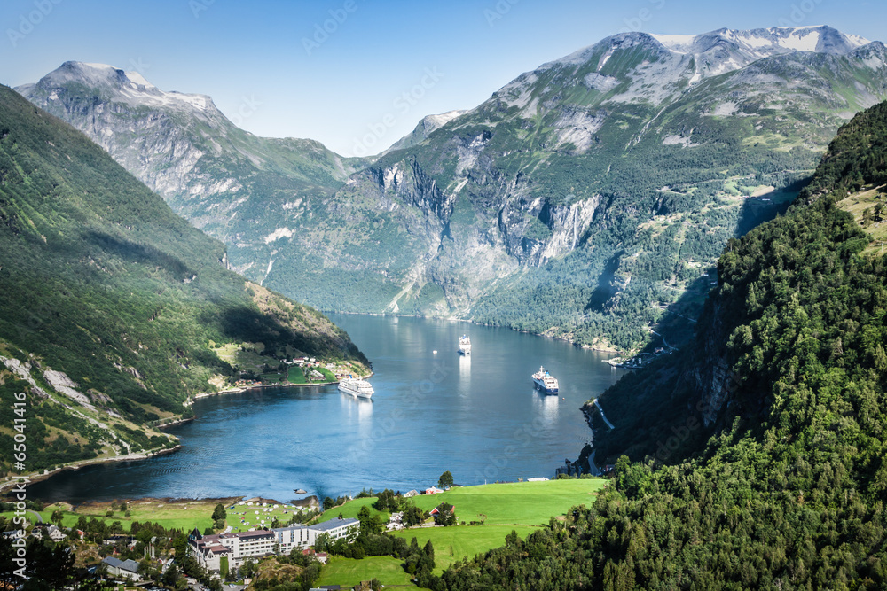 Geiranger fjord panoramic view,Norway