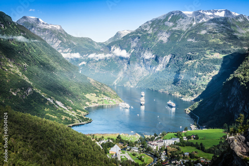 Obraz na płótnie Geiranger fjord panoramic view,Norway w salonie
