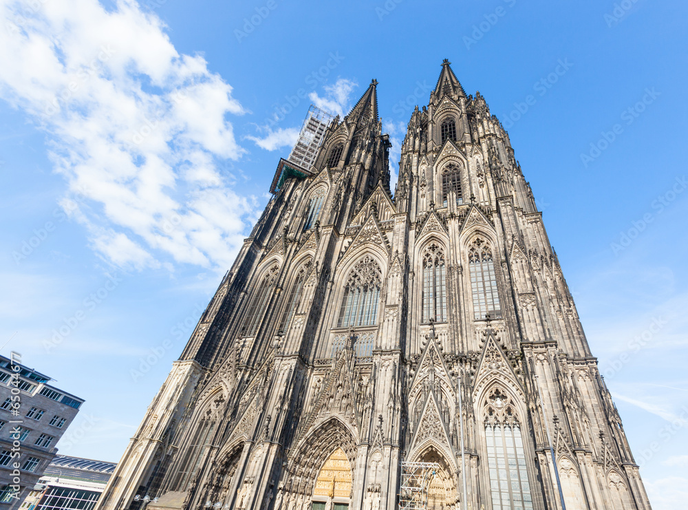 Beautiful Cologne Gothic Cathedral Facade