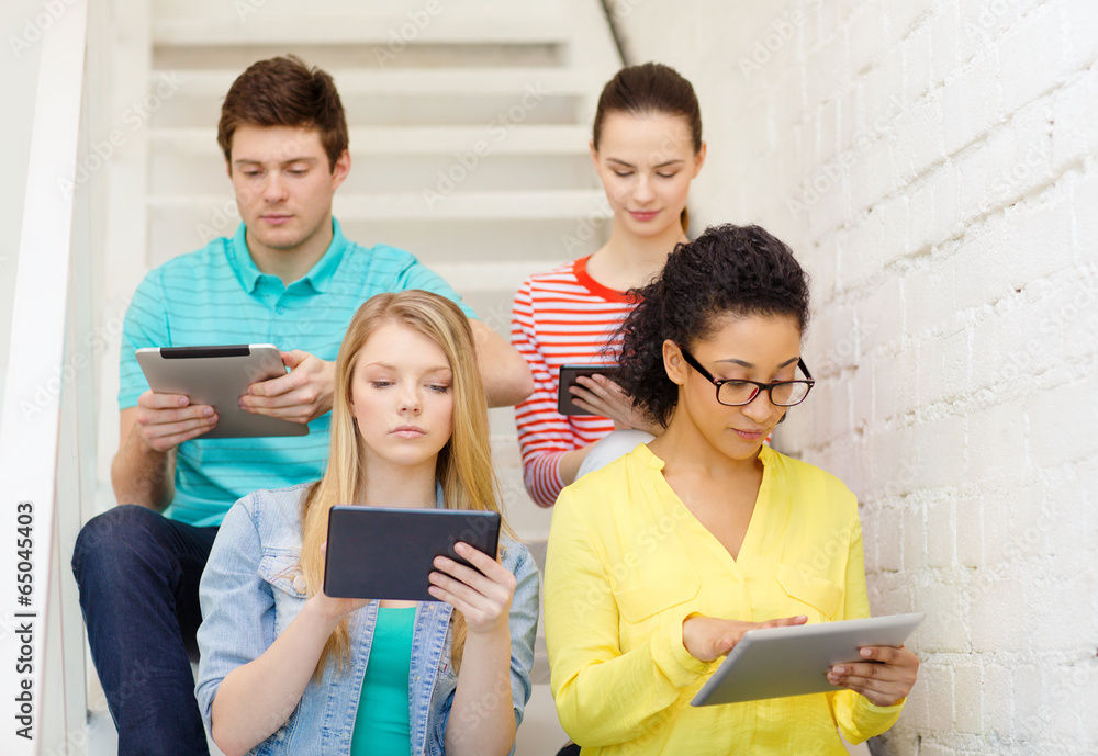calm students with tablet pc computer calm students with tablet pc computer