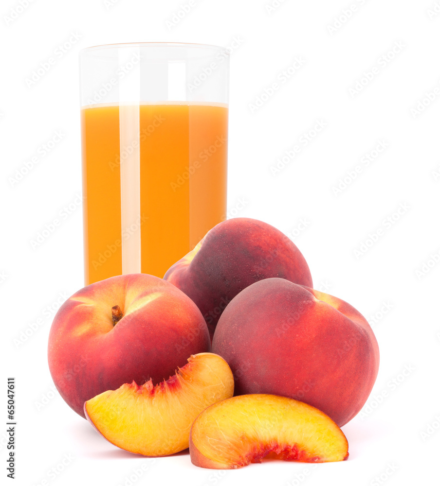 Peach fruit juice in glass