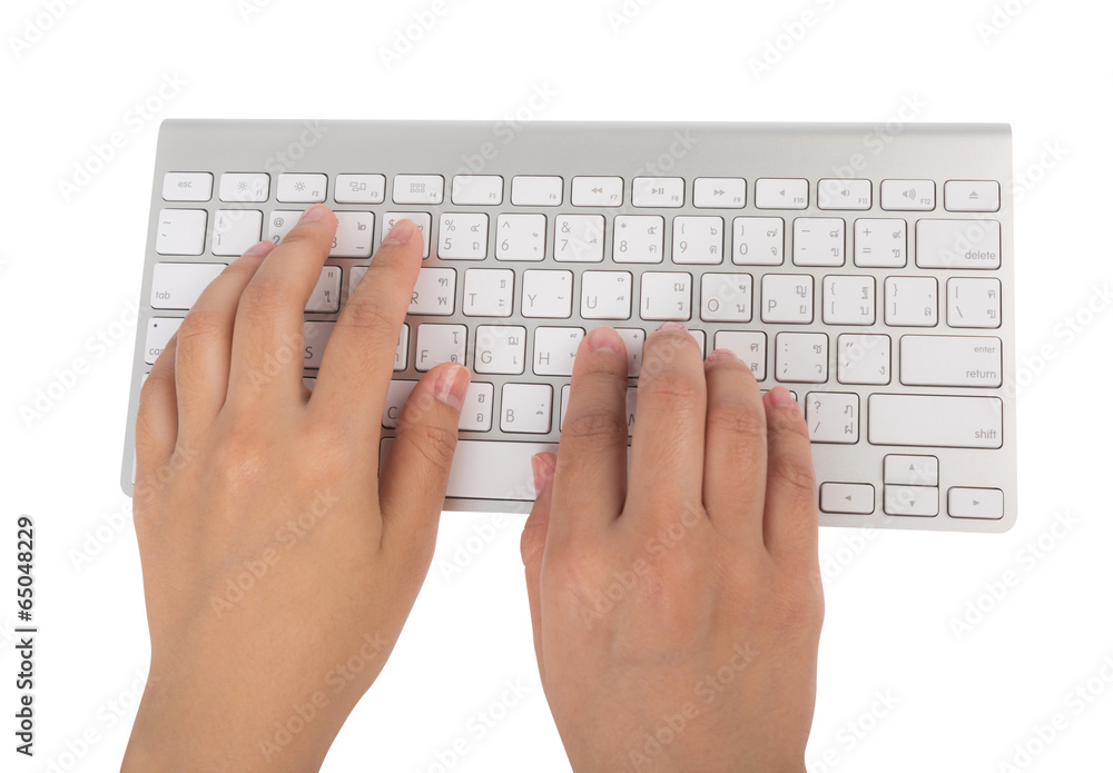 Closeup of business woman hand typing on laptop keyboard (with c Closeup of business woman hand typing on laptop keyboard (with c