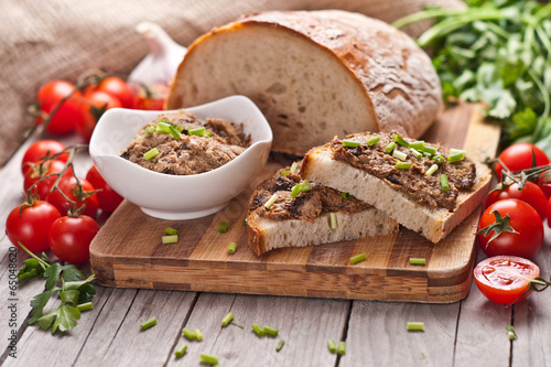 traditional rye bread with pate photo