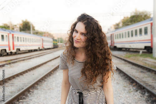 girl at train station © raeva