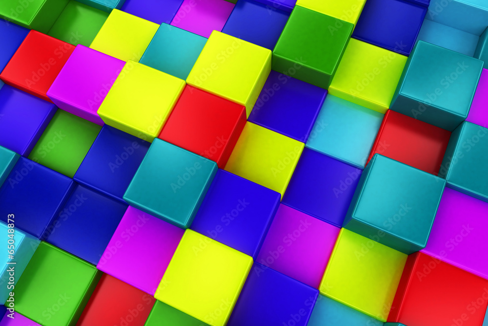 3d colored cubes background, color mosaic