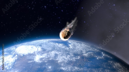 incandescent asteroid towards the Earth photo