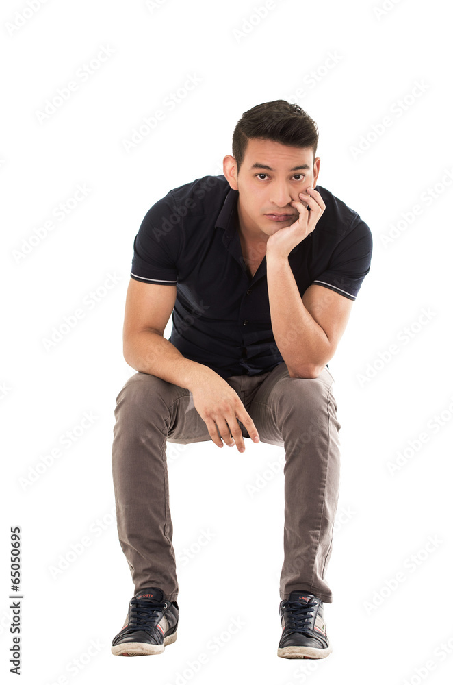 man sitting on white background man sitting on white background