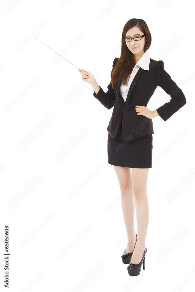 young businesswoman wore a glasses and holding a baton young businesswoman wore a glasses and holding a baton