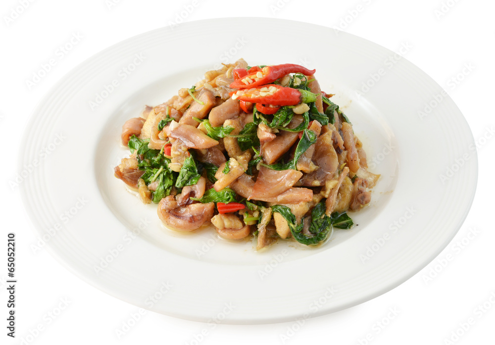 Stir-fried squid with Holy Basil Stir-fried squid with Holy Basil