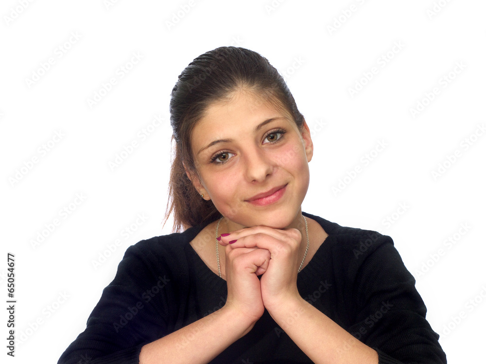 portrait of a young girl with dark hair portrait of a young girl with dark hair