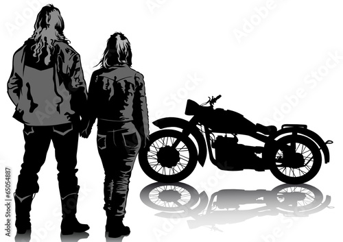 Retro bike and couple
