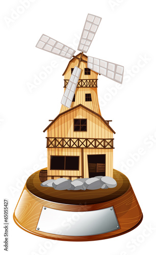 A trophy stand with a wooden house