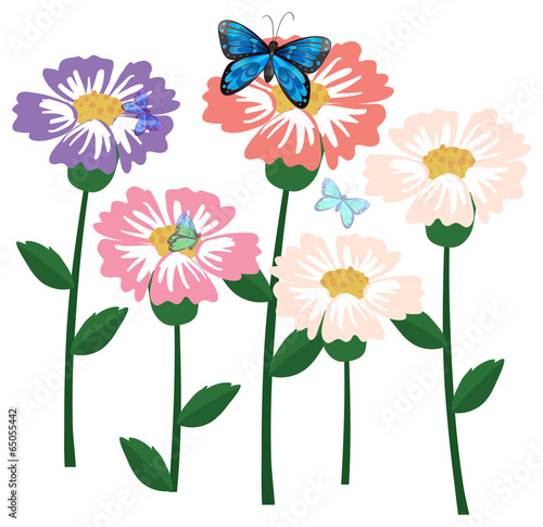 Fresh flowers with butterflies