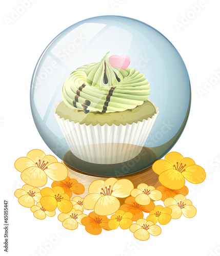 A crystal ball with a cupcake