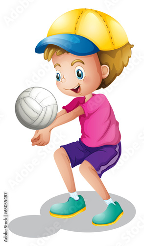 A young man playing volleyball