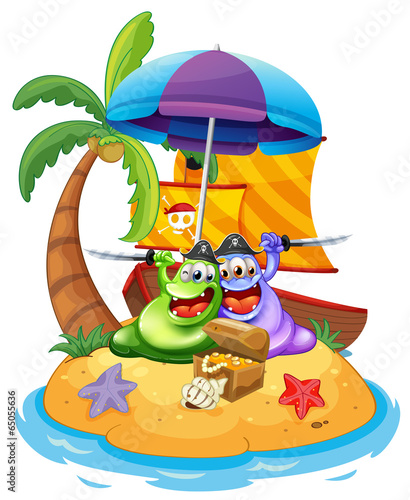 An island with two pirate monsters