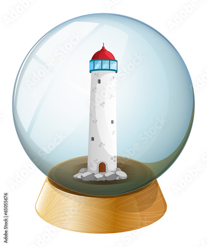 A crystal ball with a tower inside