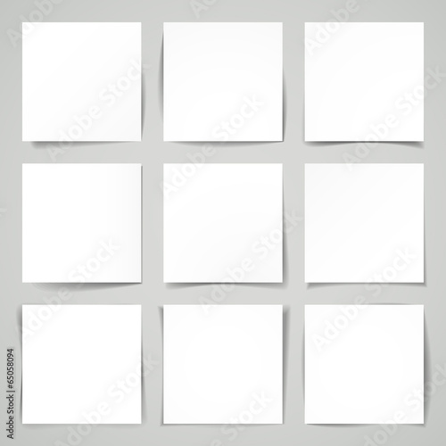 3d vector nine squares of blank paper