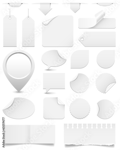 White Paper Tags and Stickers Set