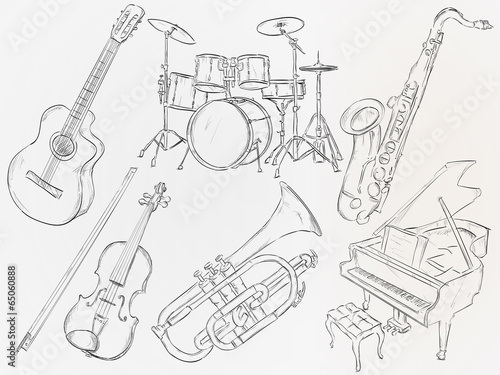 Music Instrument Sketch Vector Pack