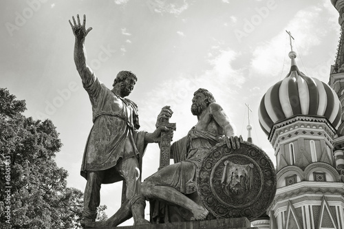 Monument to Minin and Pozharsky on Red Square. Moscow, Russia