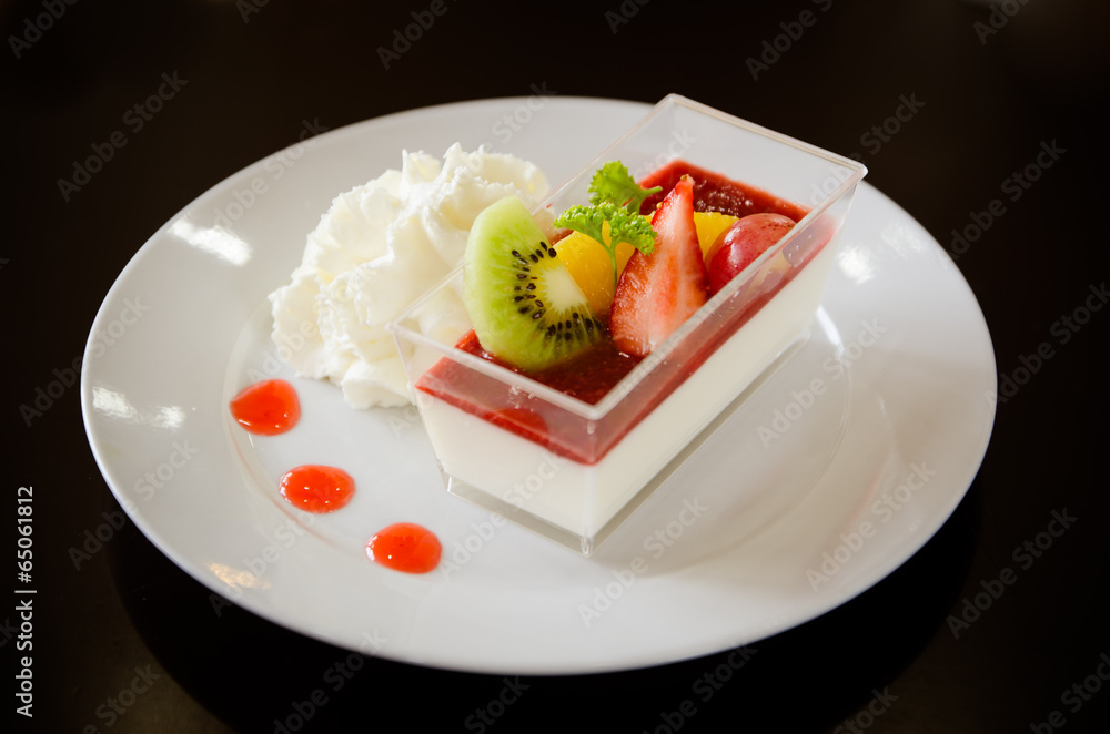Fruit mousse layered in a glass Fruit mousse layered in a glass