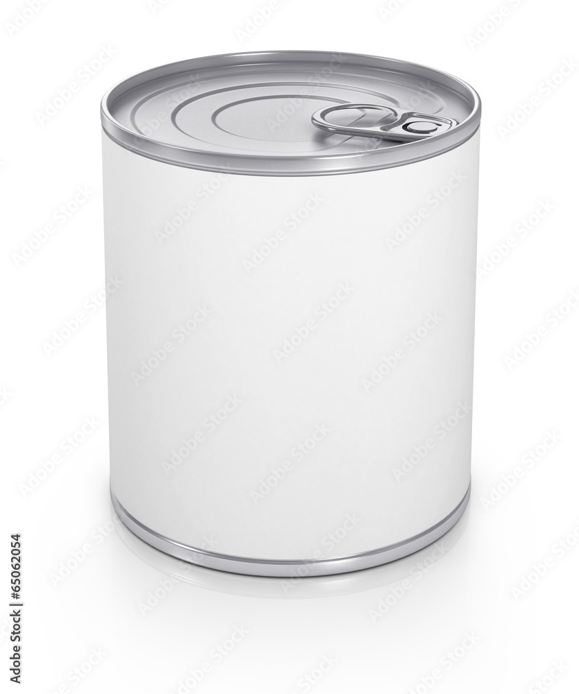 Can with blank white label isolated on white. Can with blank white label isolated on white.