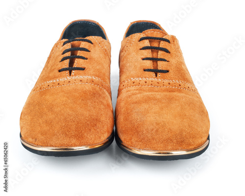 brown suede shoes on isolated white background