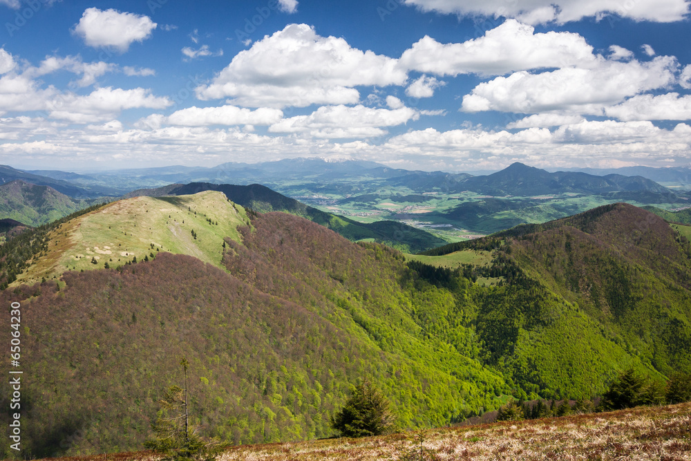 View from the mountain ridge, Little Fatra hills, Slovakia