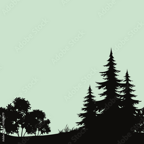 Seamless landscape, night forest silhouettes