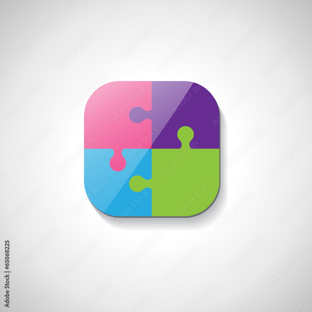 Puzzle Icon - Isolated On Gray Background Puzzle Icon - Isolated On Gray Background