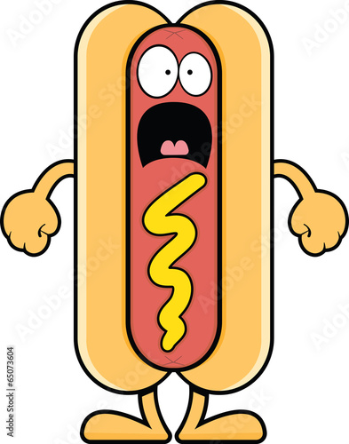 Scared Cartoon Hot Dog