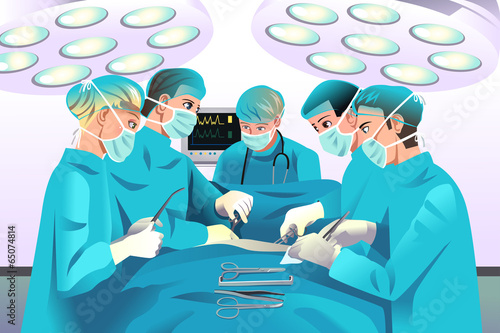 Group surgeons doing surgery
