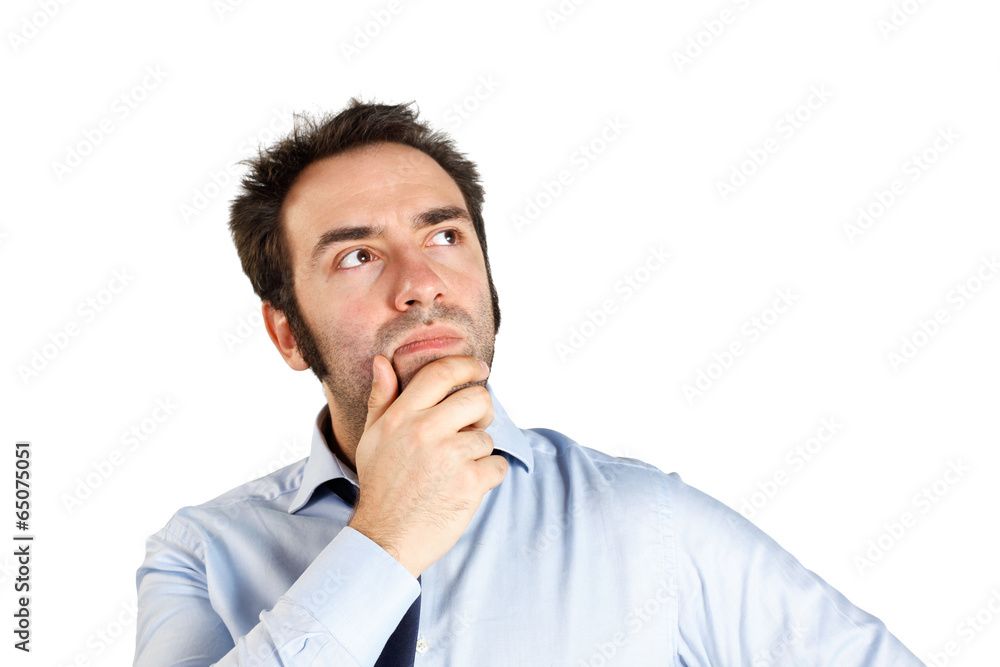 Thinking man on white background Thinking man on white background