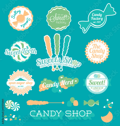 Vector Set: Candy Shop Icons and Labels