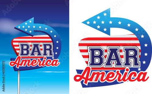 Bar american style signage in vintage roadsie style