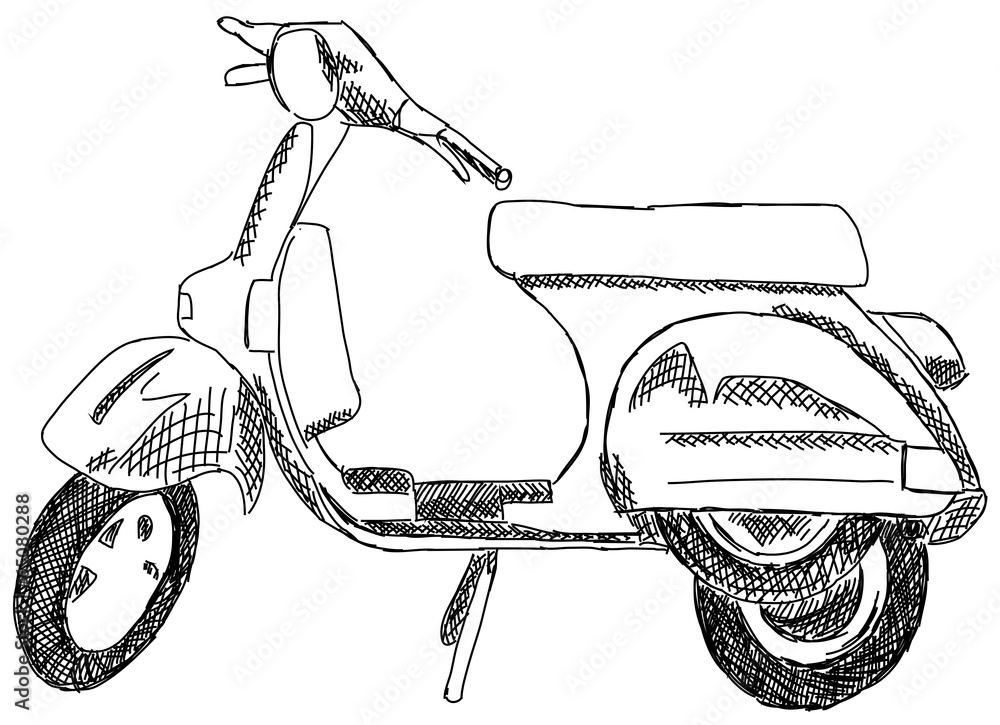 Motorroller Roller Motorrad Mofa Moped Italien Stock-Vektorgrafik | Adobe  Stock