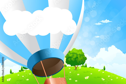 Green Landscape with Hot Air Balloon