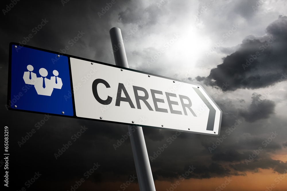 Obraz premium Career direction. Blue traffic sign.