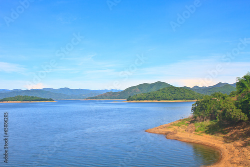 Views over the reservoir Kaengkrachan dam