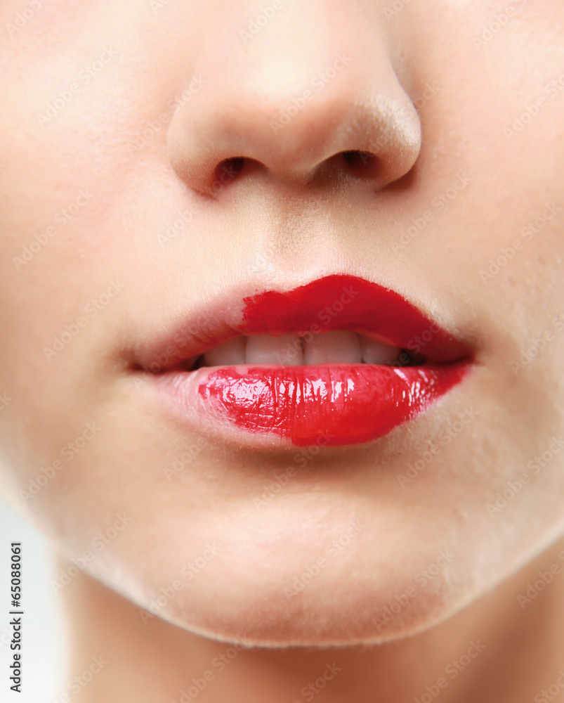 Naklejka premium Makeup.Professional Make-up. Lipgloss. Lipstick