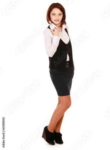 A full length portrait of a beautiful businesswoman standing