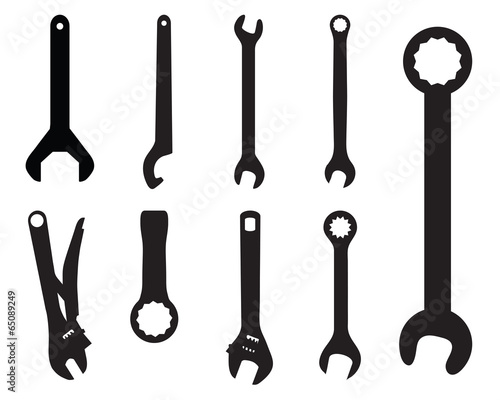 Black silhouettes of screw wrench, vector illustration