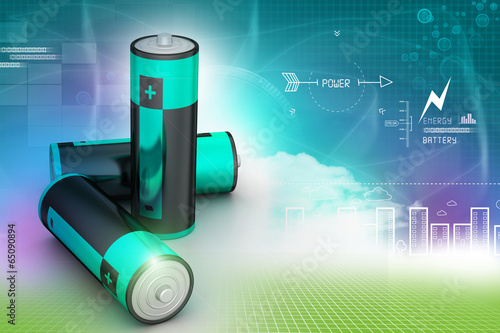Batteries in white background