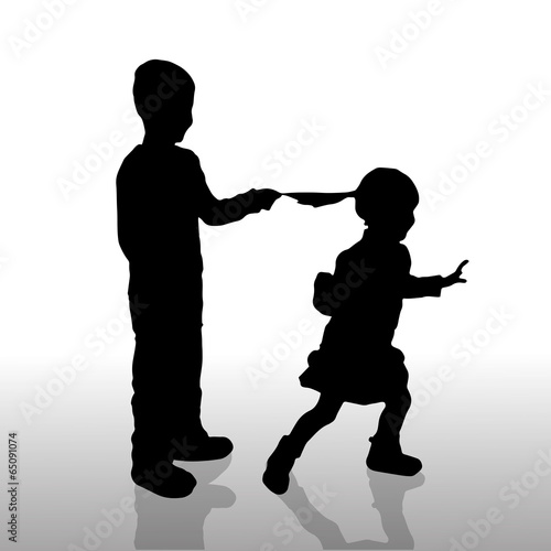Vector silhouette of children.